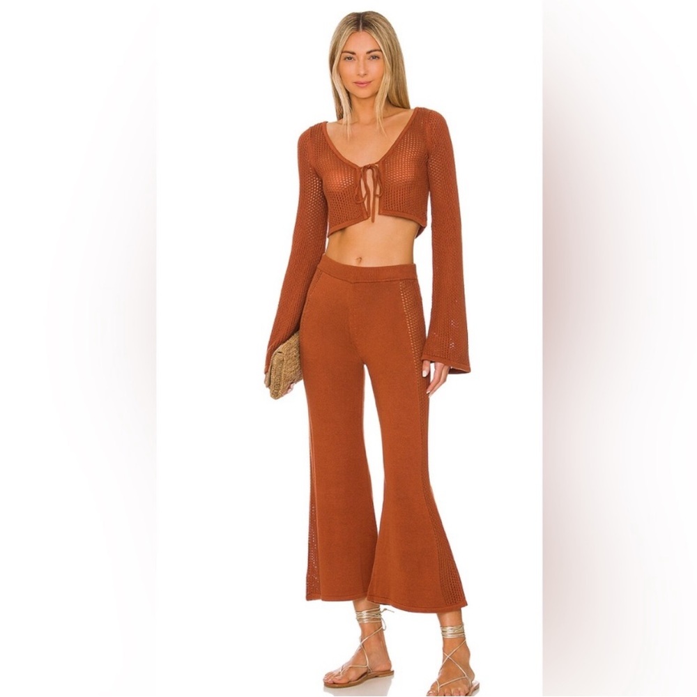 Tularosa Rust Knit Flare Pants Set
